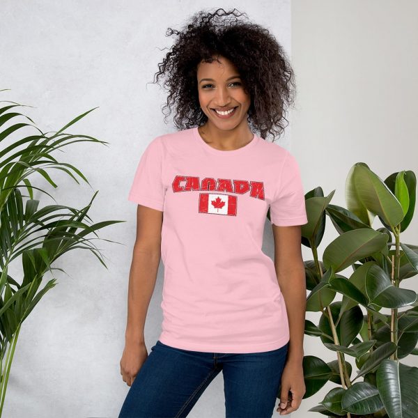 canada with flag pink tshirt
