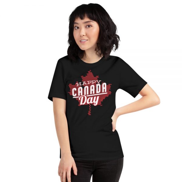 custom women's clothing happy Canada day black t-shirt