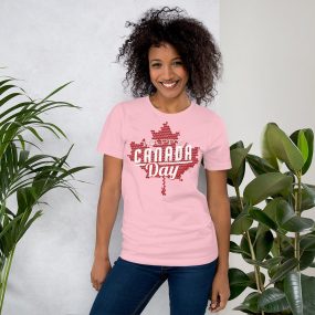 happy Canada day pink t-shirt for men and women