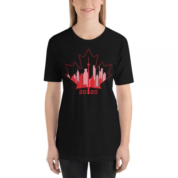 happy Canada day toronto skyline black t-shirt
