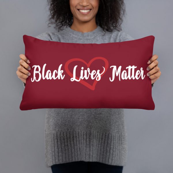 black lives matter with love heart accent pillow