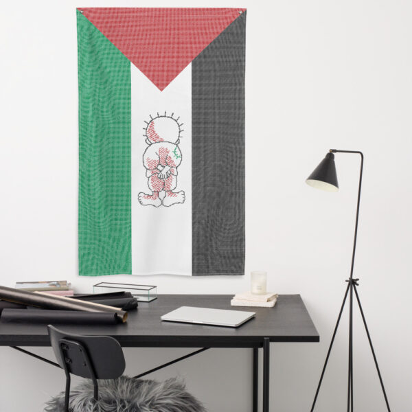 Palestinian flag customized with tatreez art