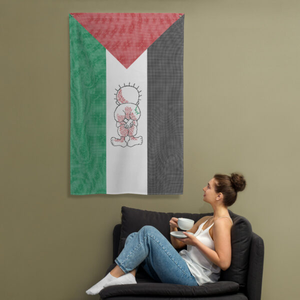 Palestinian flag customized with tatreez art